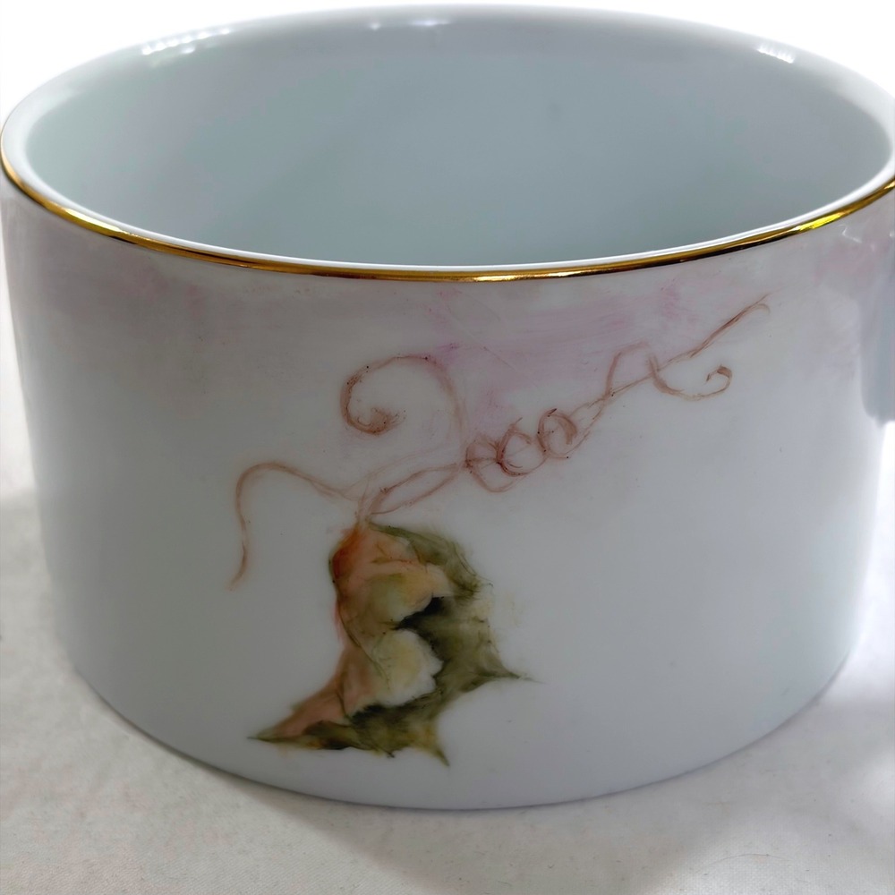 Hand Painted Porcelain Wine Coaster with Matching Grape Vine Cork Stopper Rare - Picture 12 of 13